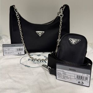 Prada Black Nylon Shoulder Bag Set